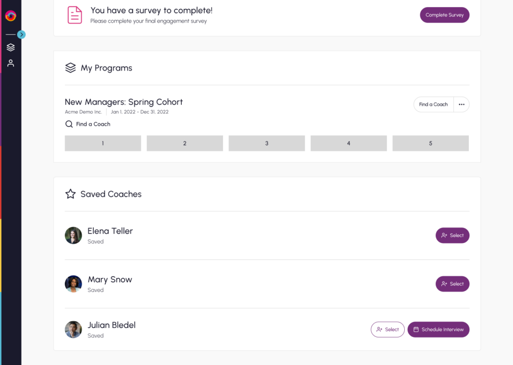 Our matching process invests members in finding the right coach to unlock their potential