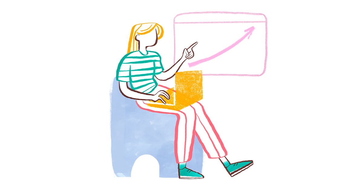 illustrated woman learning