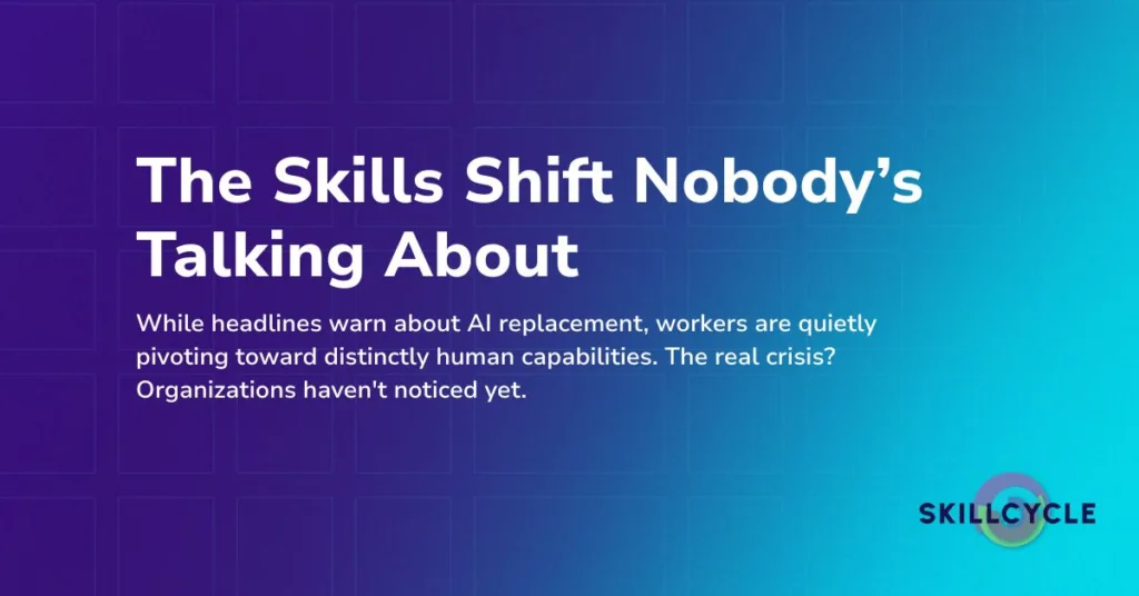Employees pivot to human skills while organizations lag. Leadership requests up 74%, but only 6% get development plans. Close the capability gap.