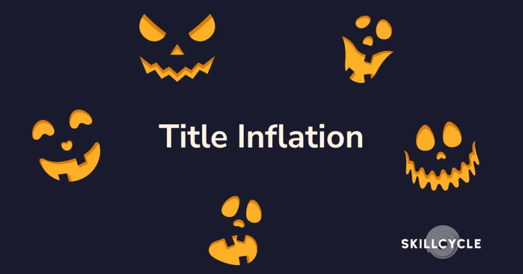 an image that says title inflation surrounded by spooky jack-o-lanterns
